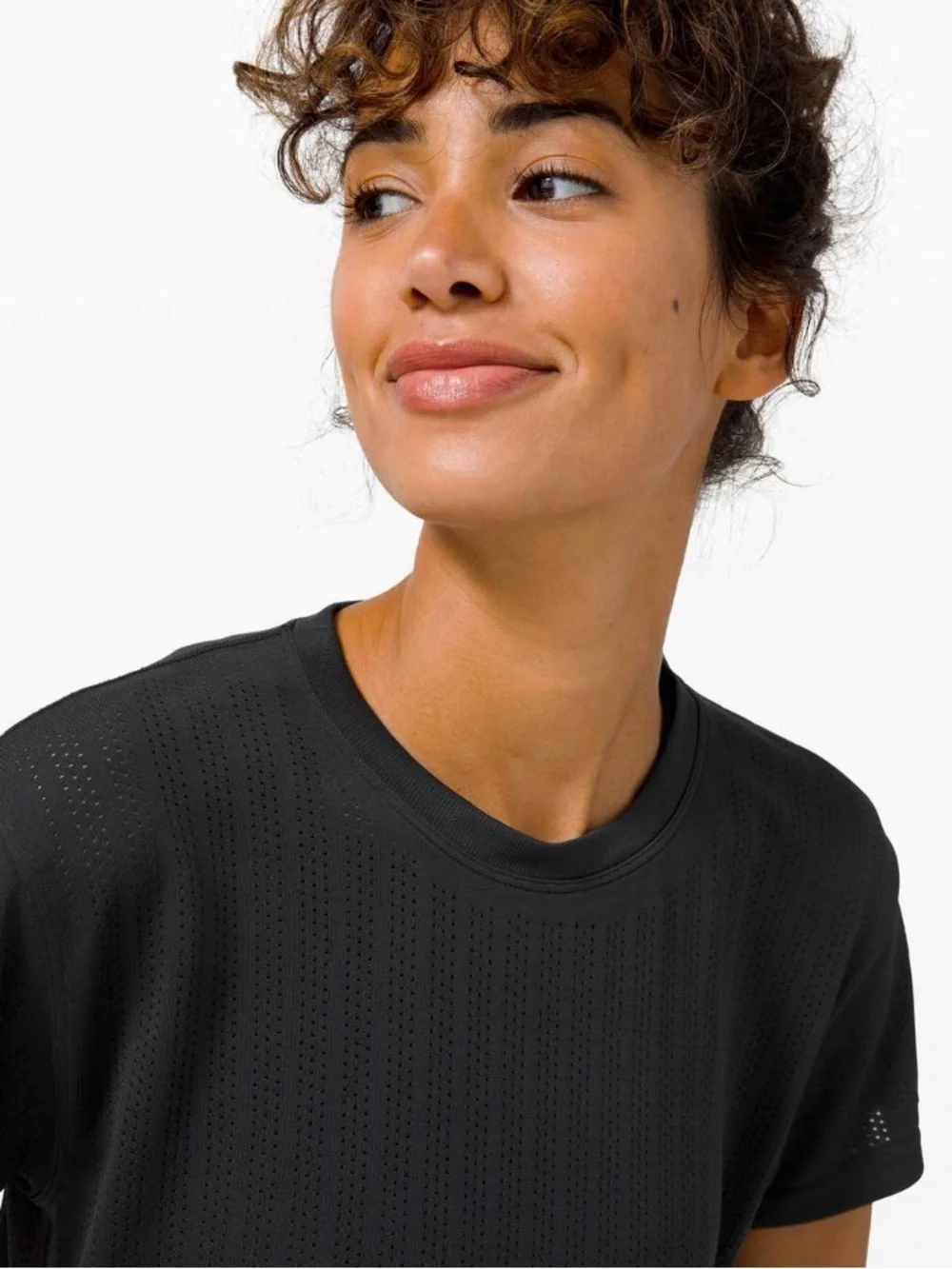 Lululemon Train to Be Black Cropped Mesh Tee
